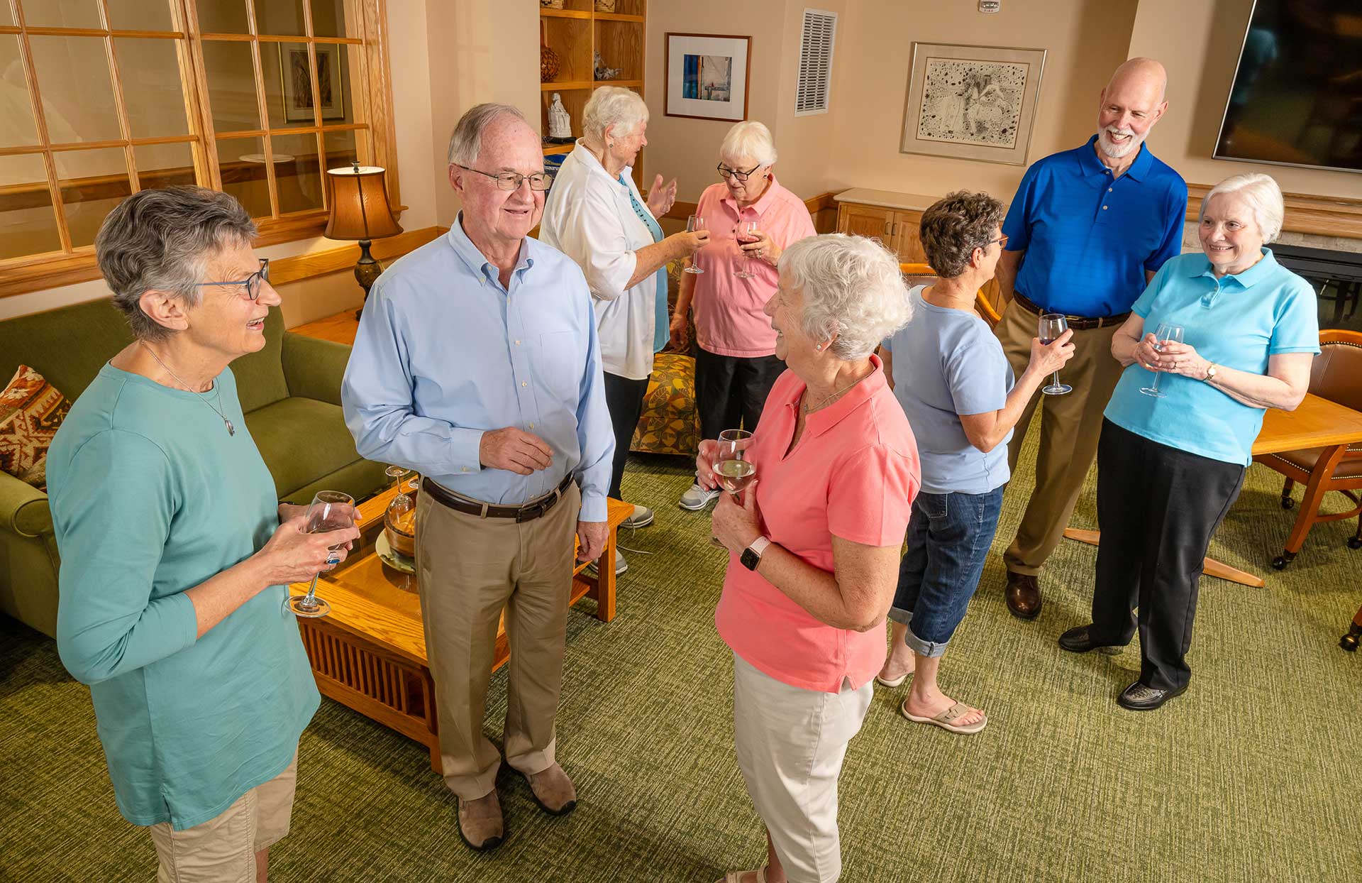 Group meeting in community center at Foxdale Village