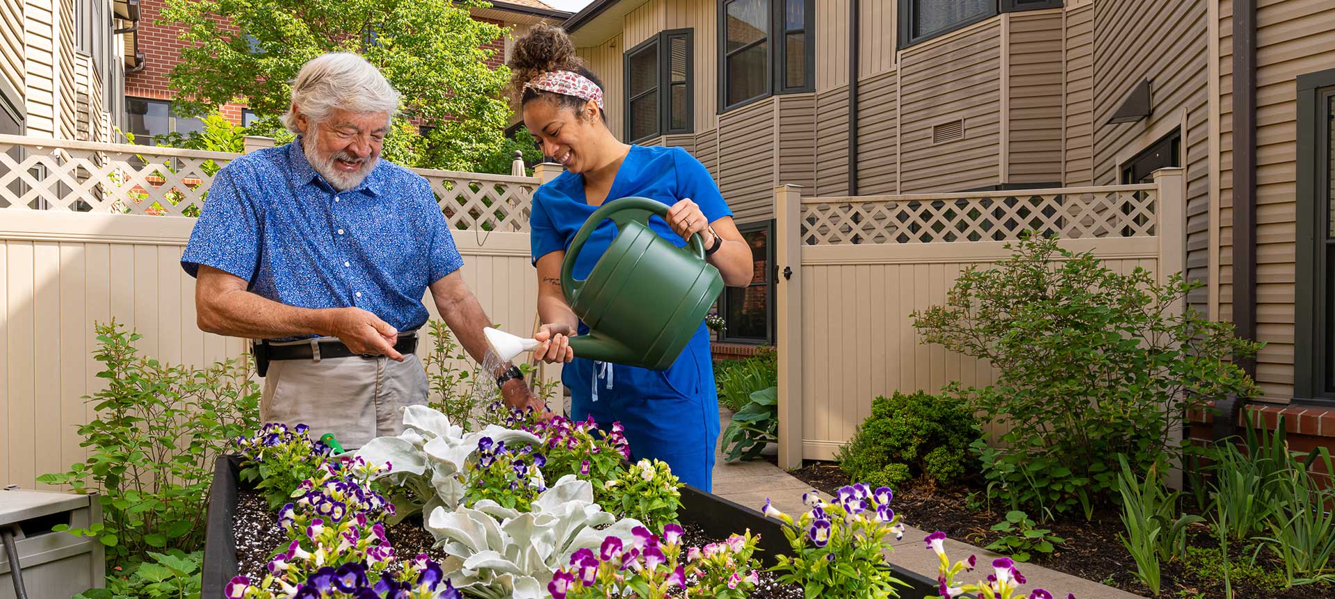 Resident gardening at Foxdale Village