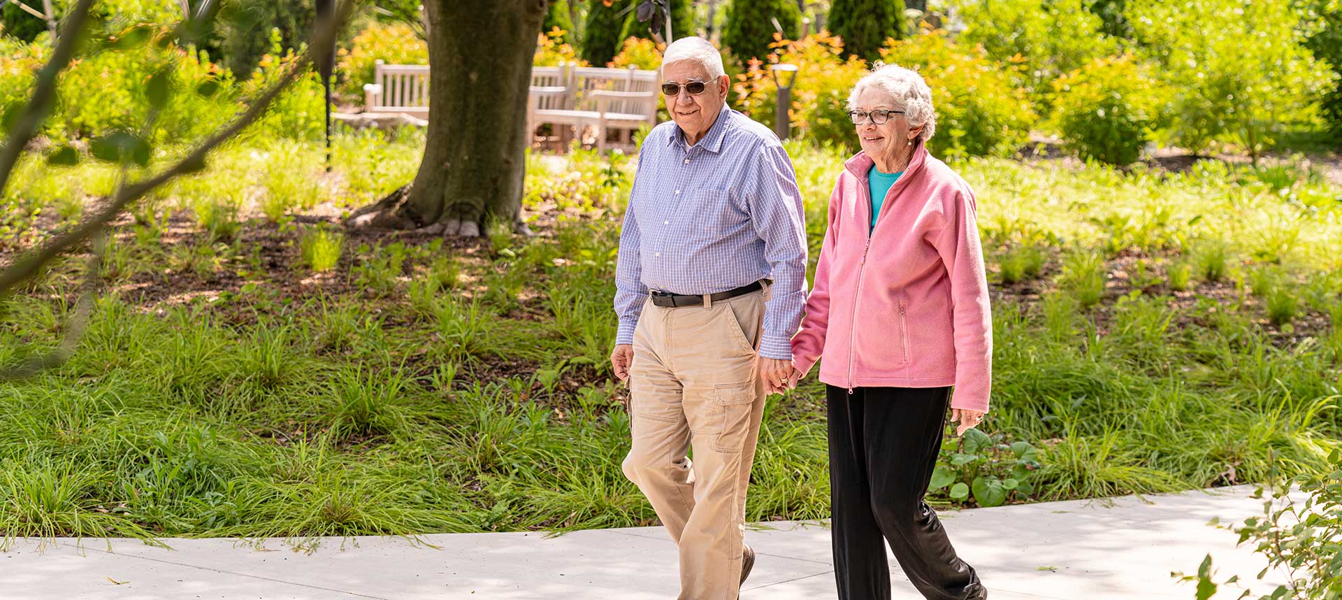 Residents enjoying a walk around Foxdale Village